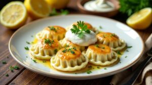 Dillbutter Lachs Pierogi