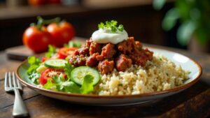 Döner-Teller mit Reis und Salat