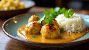 Dänische Fleischbällchen in Currysauce