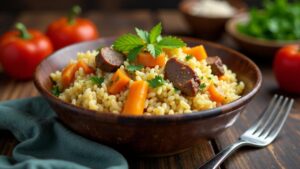 Dungan Plov: Reisgericht mit Gemüse