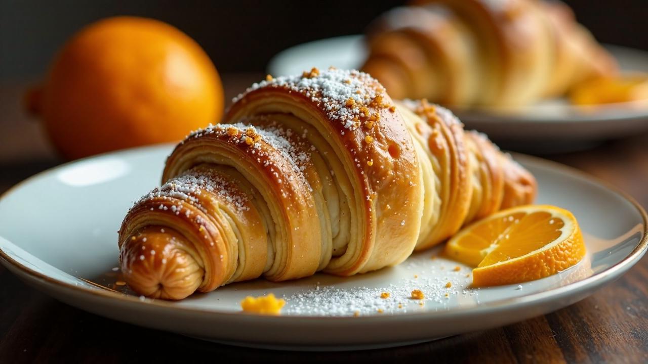 Dunkle-Schokolade und Orange-Croissants