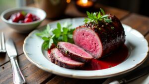 Elchbraten mit Preiselbeersoße