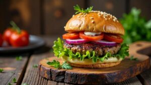 Emu Burger with Bush Tomato