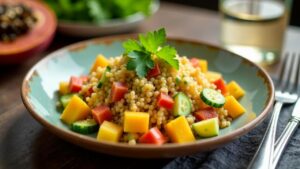 Ensalada de Quinua y Frutas: Quinoa-Fruchtsalat