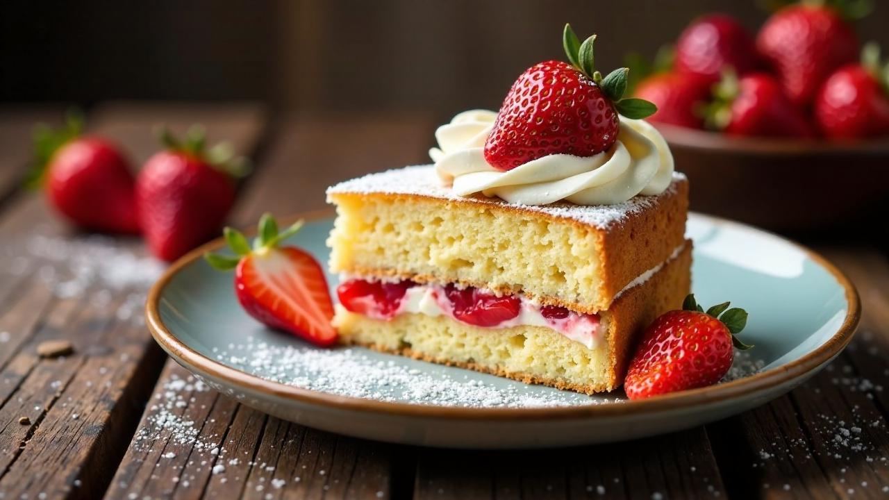 Erdbeerkuchen mit Biskuitboden