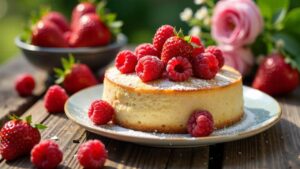 Erdbeerkuchen mit Himbeeren und Erdbeeren