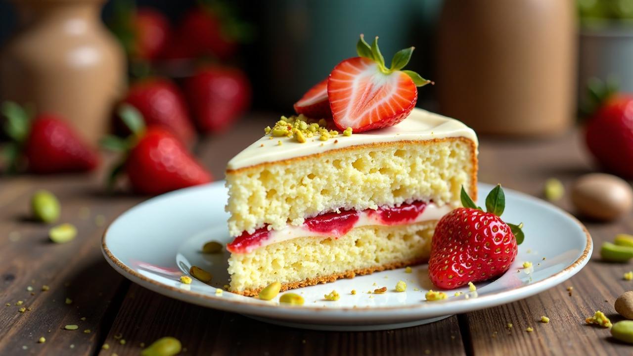 Erdbeerkuchen mit Pistazien