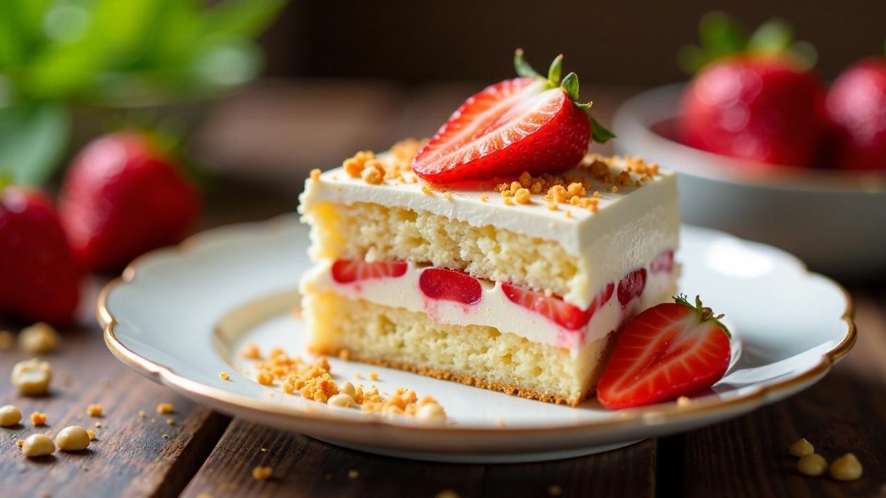 Erdbeerkuchen mit karamellisierten Nüssen