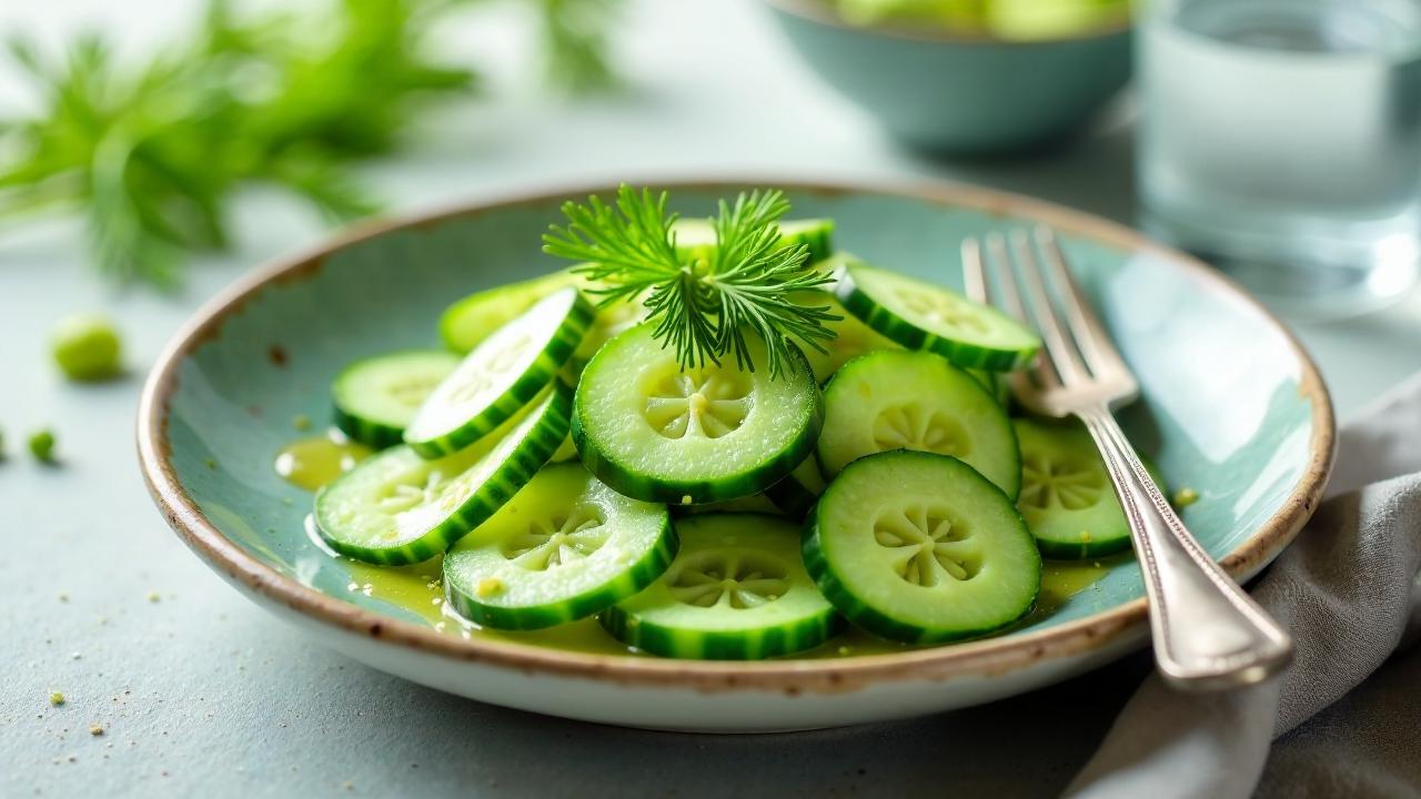 Erfrischender Gurkensalat als Beilage