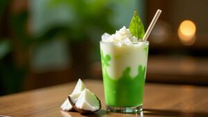 Es Cendol Dawet – Iced pandan and coconut drink