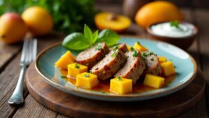 Exotischer Leberkäse mit Mango und Chili