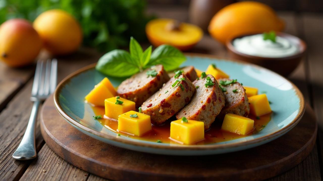 Exotischer Leberkäse mit Mango und Chili