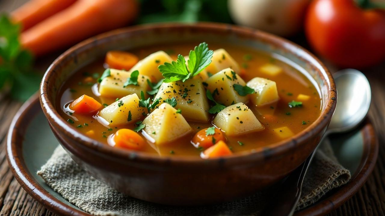 Fasansuppe mit Wurzelgemüse