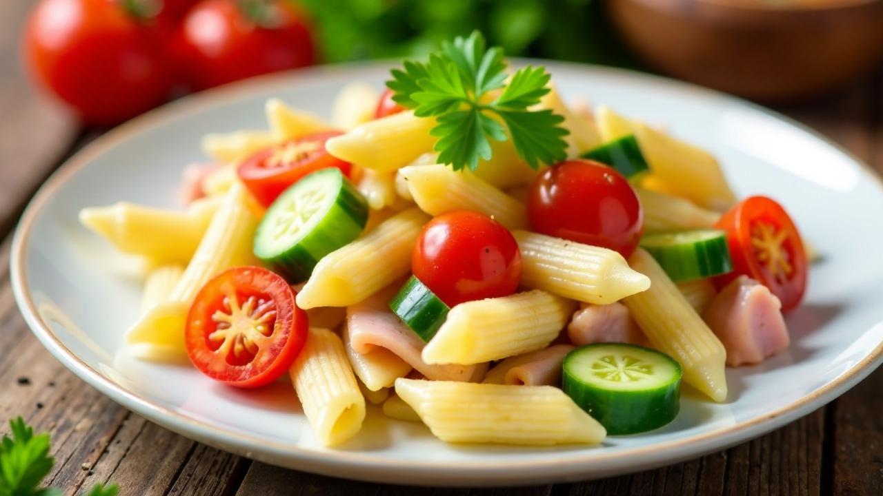 Feierabend-Nudelsalat mit Schinken und Gouda