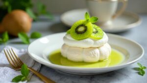 Feijoa und Kiwi Pavlova