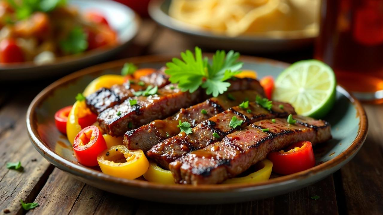 Feuergegrilltes Steak-Fajitas