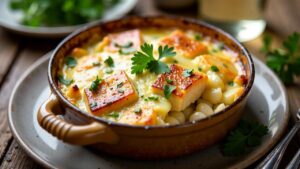 Fischgratin mit Lauch