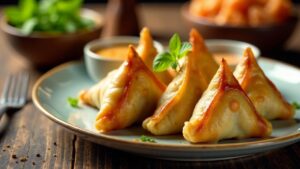 Fischsamosa mit Papaya-Dipp