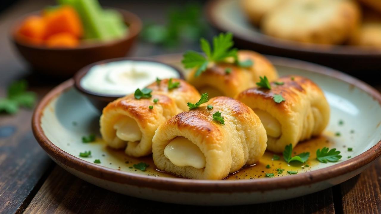 Fladenbrot-Röllchen mit befülltem Ziegenkäse