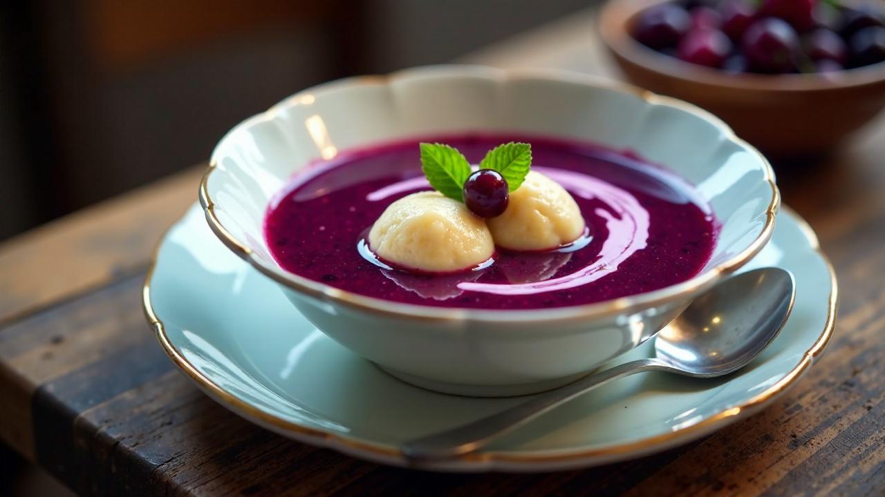 Fliederbeersuppe mit Grießklößchen