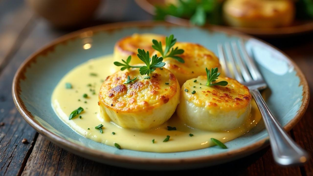 Fänkål med ostsås (Fenchel in Käsesauce)