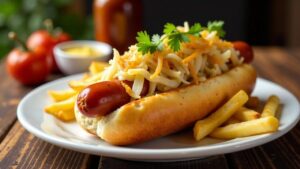 Frankfurter Hotdogs mit Kraut