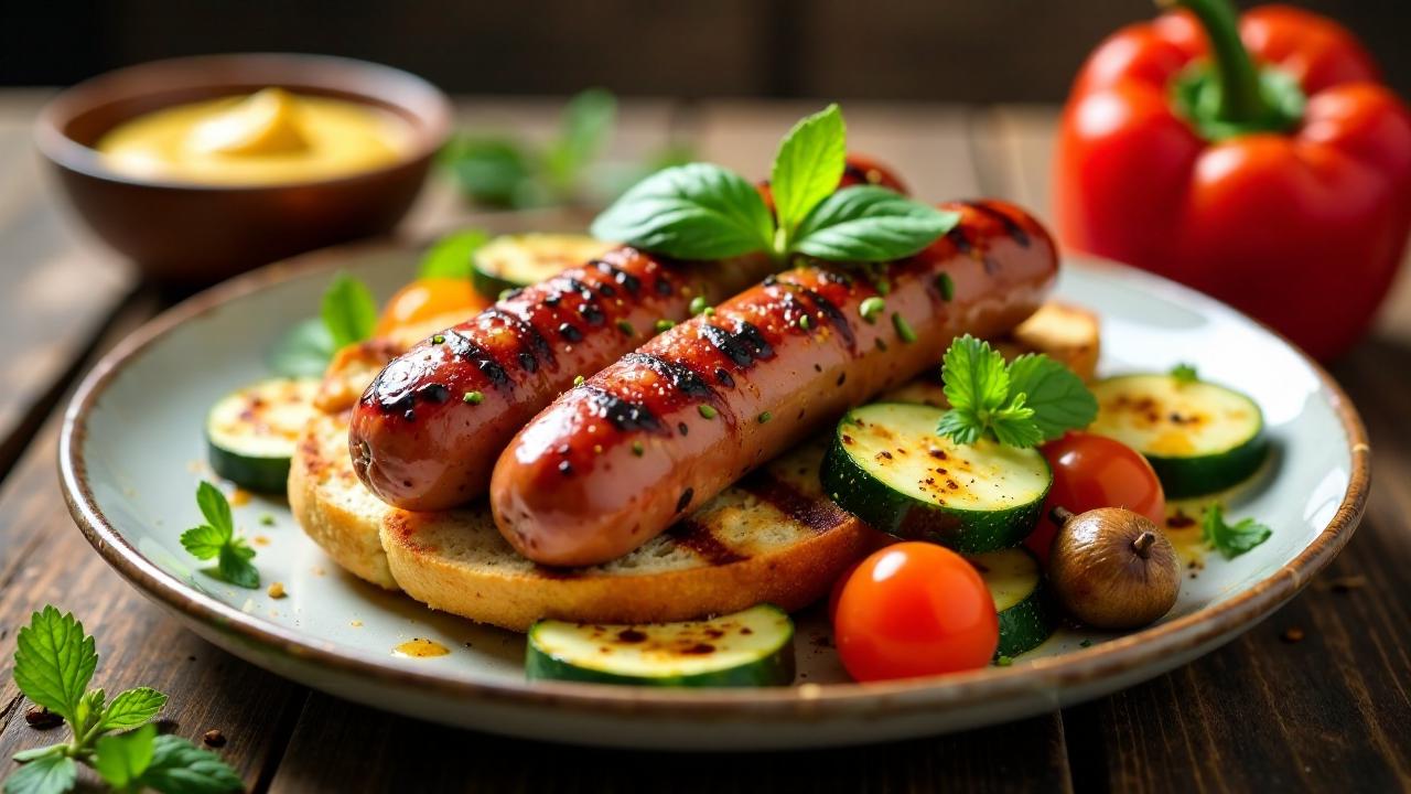 Frankfurter Würstchen auf Grillgemüse