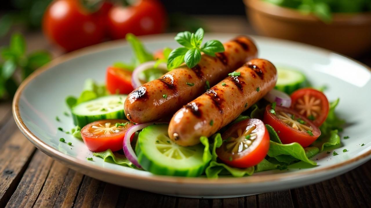 Frankfurter Würstchen auf Salatbett