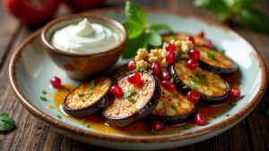 Fried Eggplant with Walnuts & Pomegranate