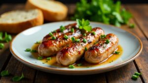 Fried Sausage and Garlic Shoots