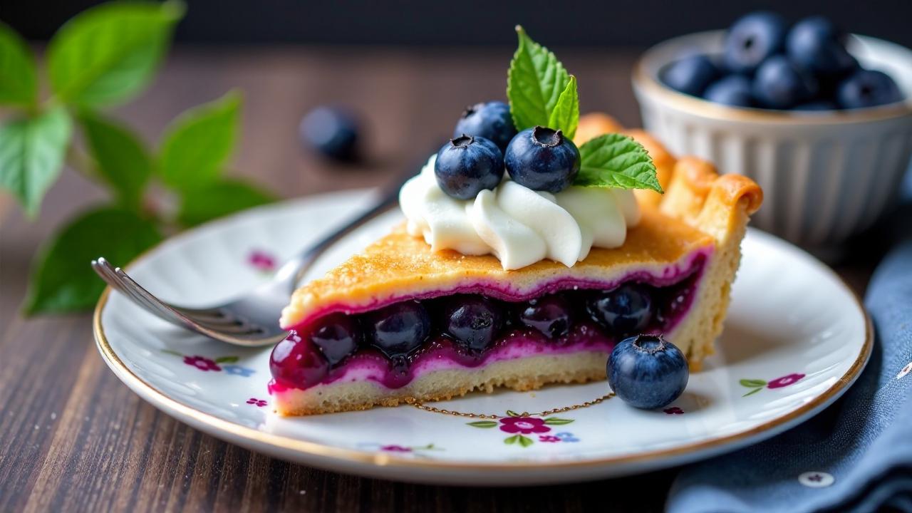 Frische Blaubeertorte mit Sahne