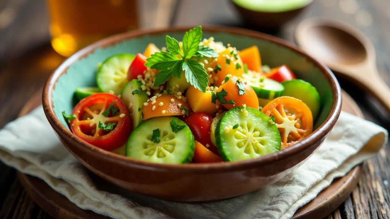 Frischer Gemüsesalat mit Wildkräutern