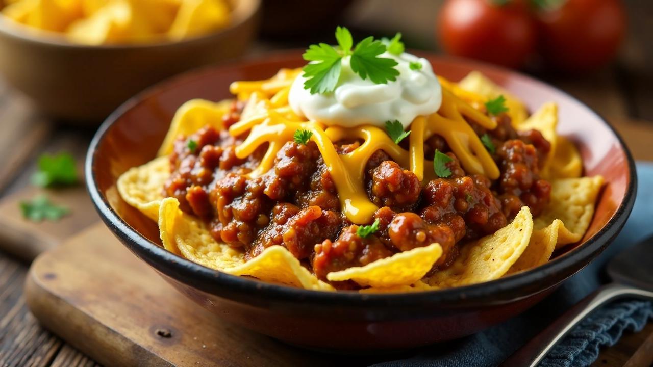 Frito Pie – Chili serviert über Fritos-Chips.