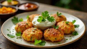 Fritter Chaat – Verschiedene Gemüse-Fritter mit Joghurt und Chutneys