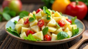 Fruchtiger Nudelsalat mit Apfel und Ananas