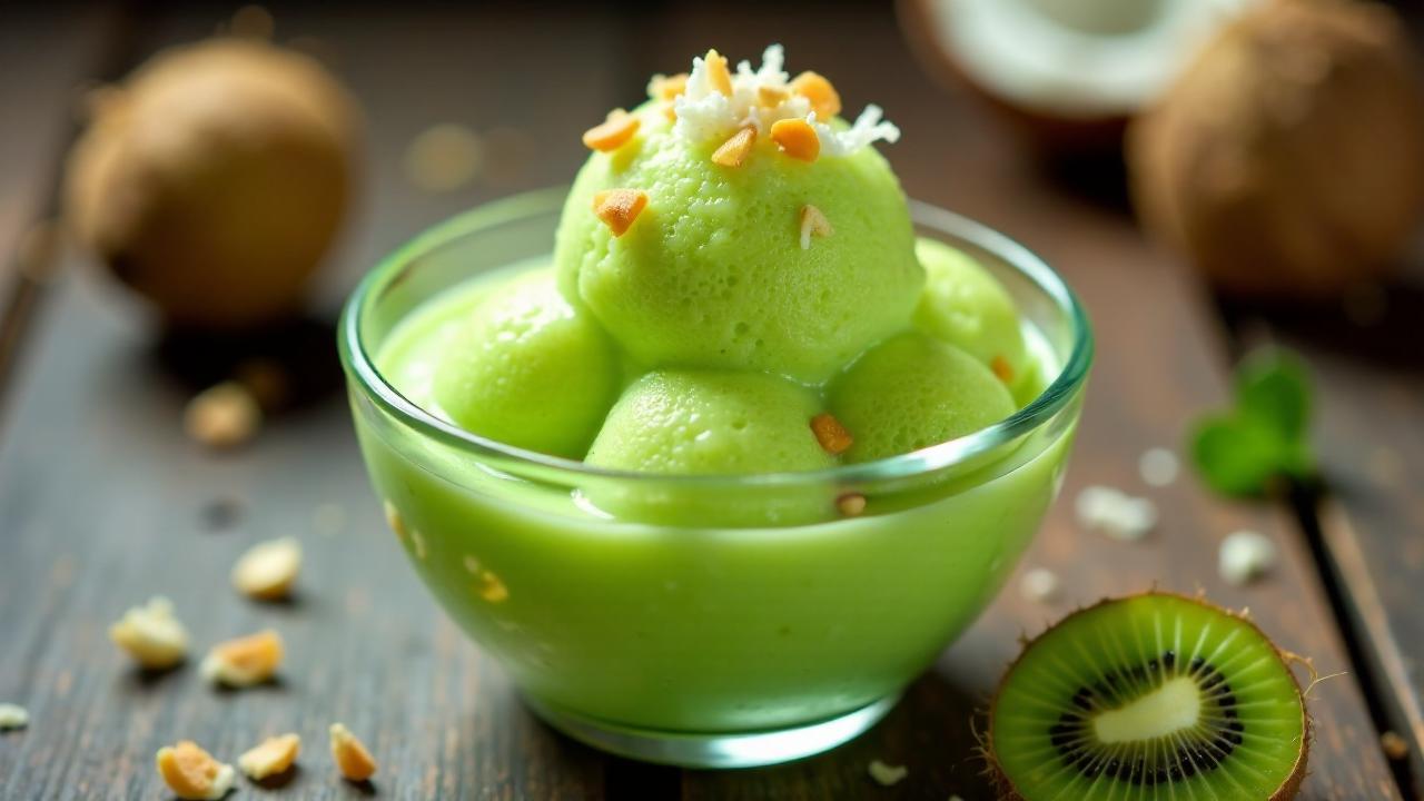 Fruchtiges Kokos-Kiwi-Sorbet