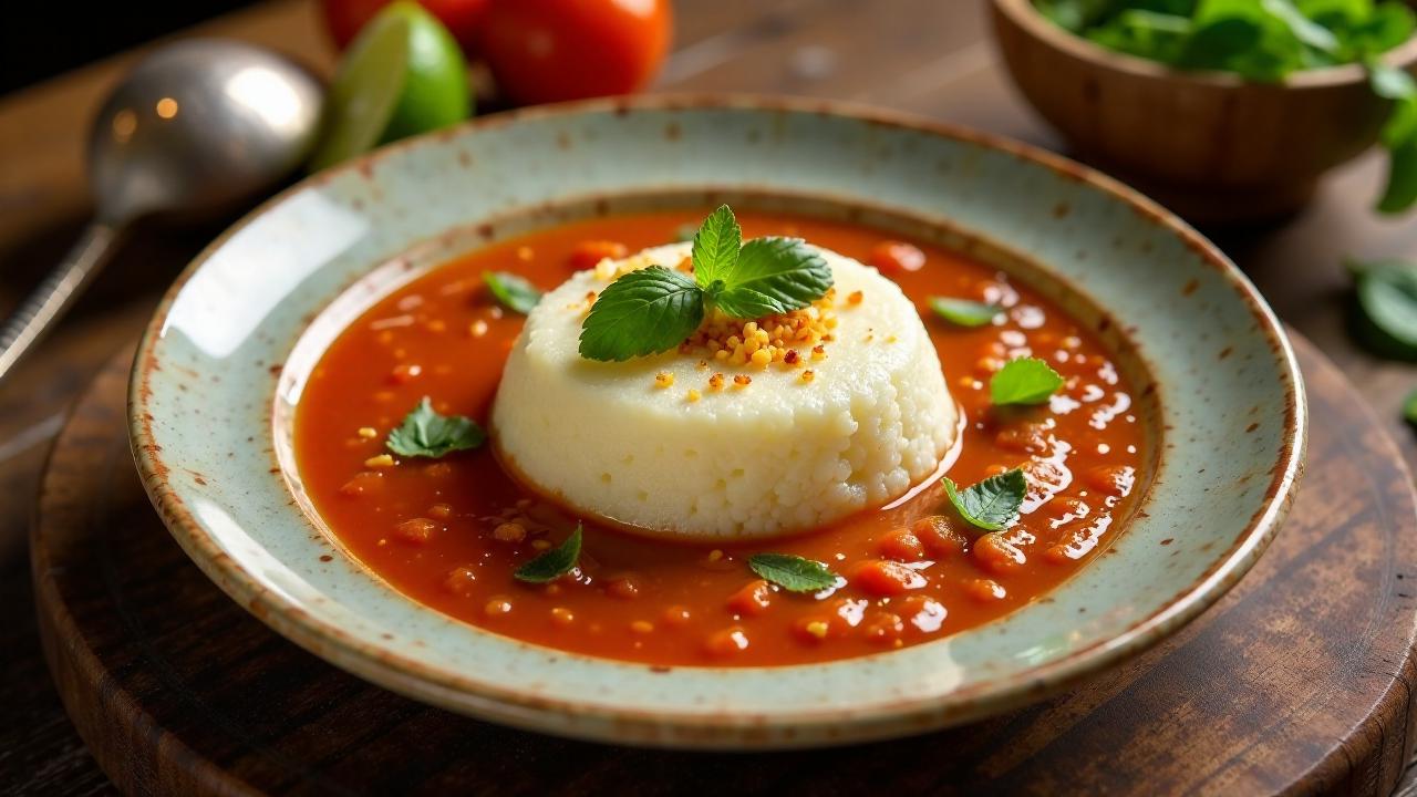 Fufu und Tomatensuppe