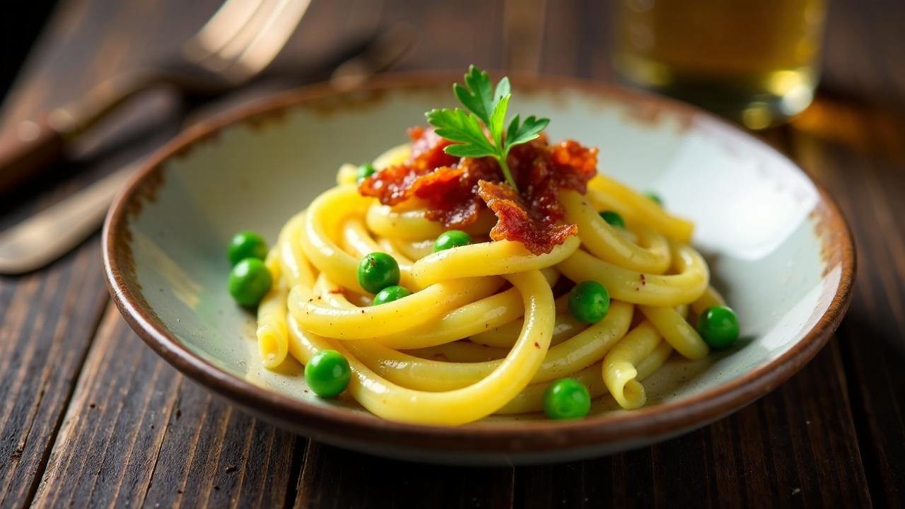 Garganelli mit Erbsen und Pancetta