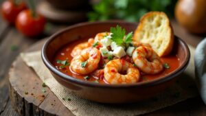 Garides Saganaki - Garnelen in Tomaten-Feta-Sauce