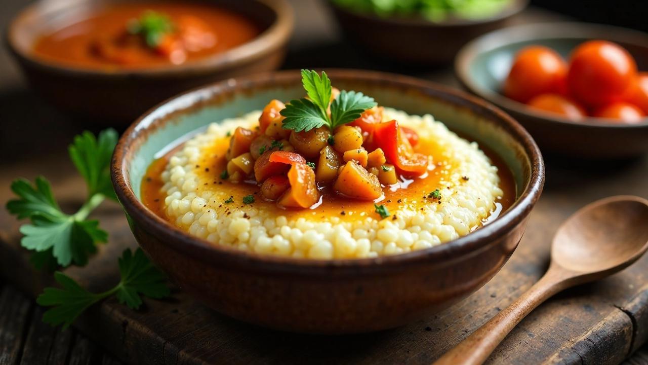 Gbégbé: Reispudding mit Krebssauce