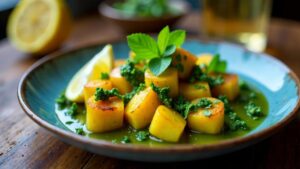 Gebackene Kumara mit Kawakawa-Pesto