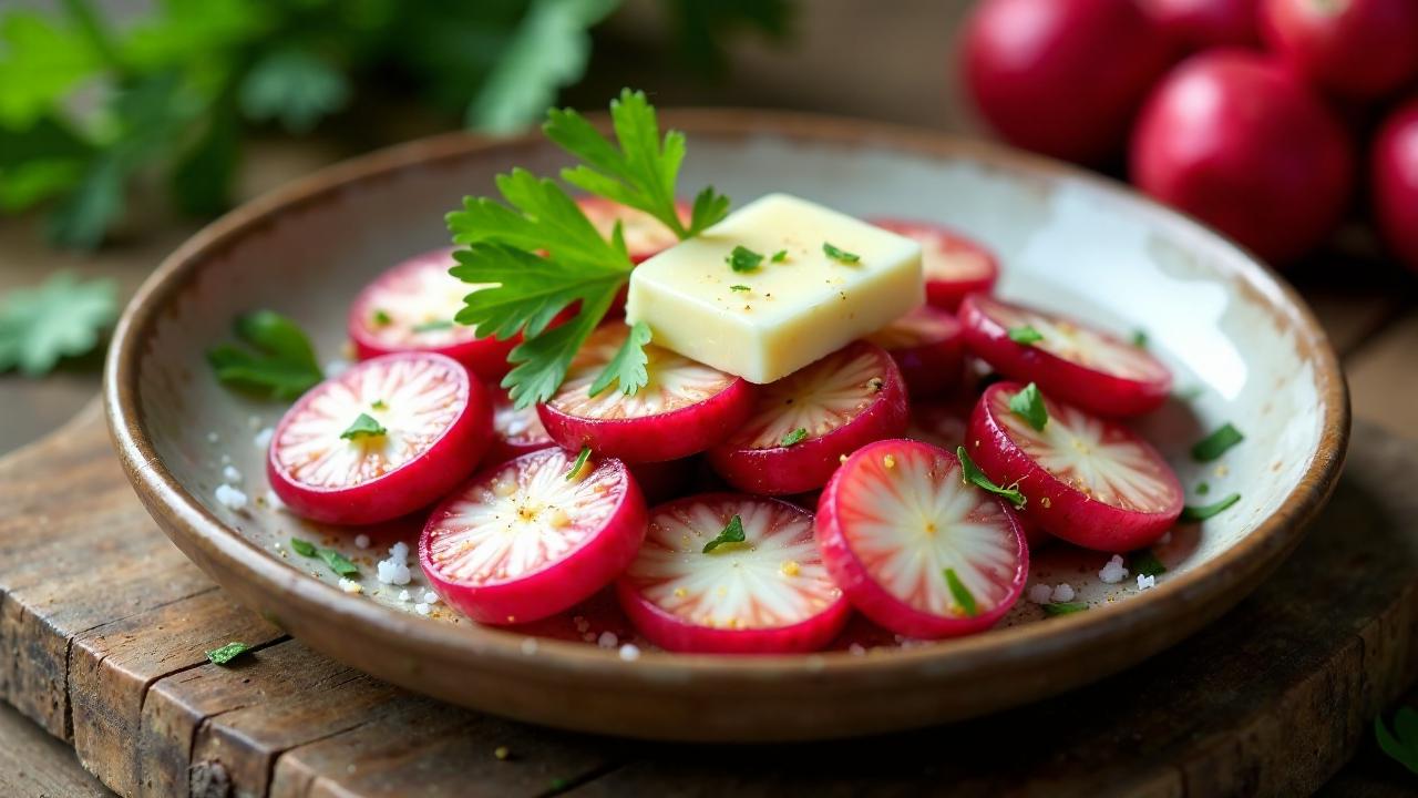 Gebackene Radieschen mit Butter und Salz