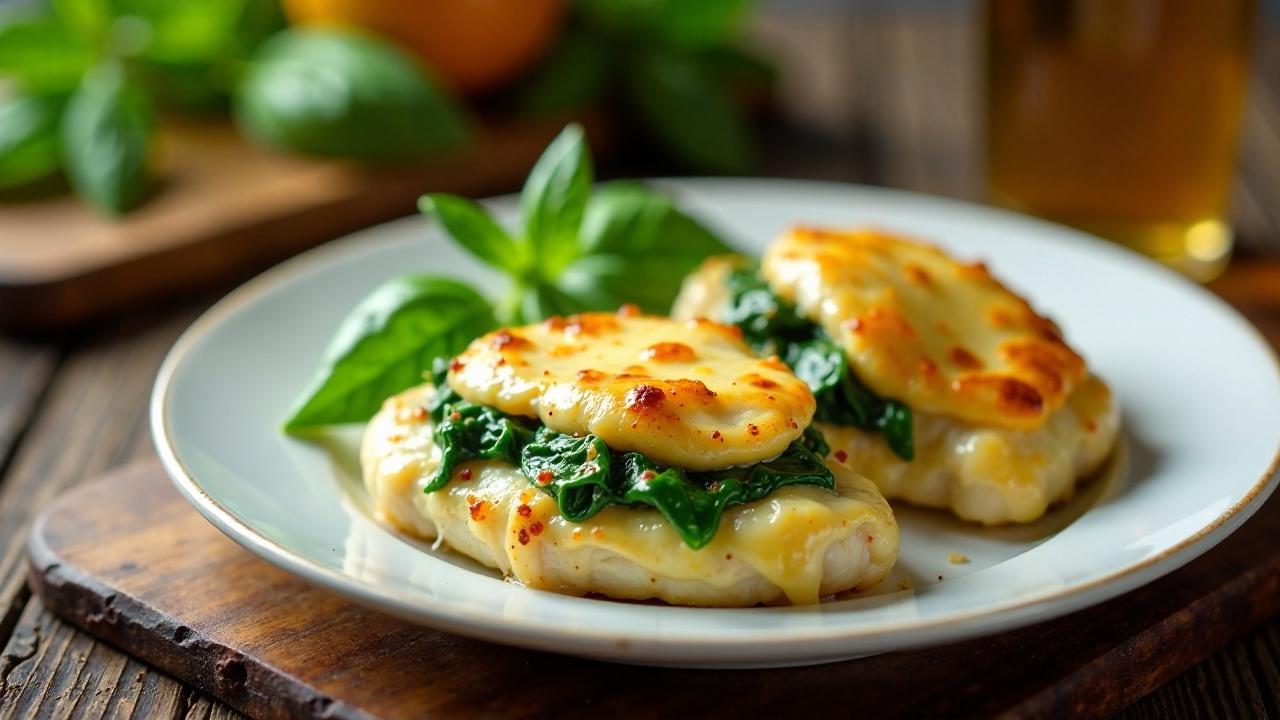 Gebackenes Hähnchen mit Spinat