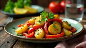 Gebratene Kartoffelpfanne mit Yak-Milch