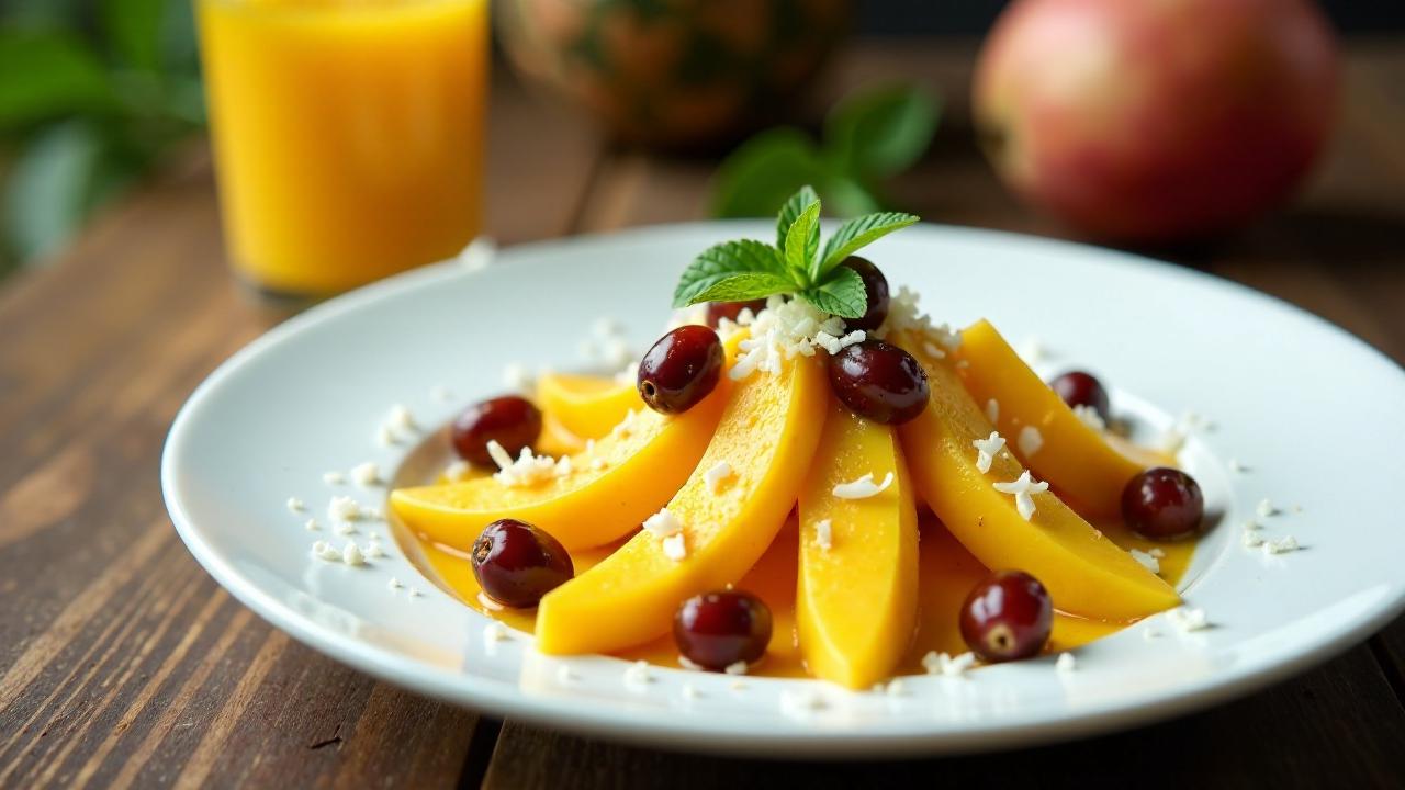 Gebratene Mangostreifen mit Datteln