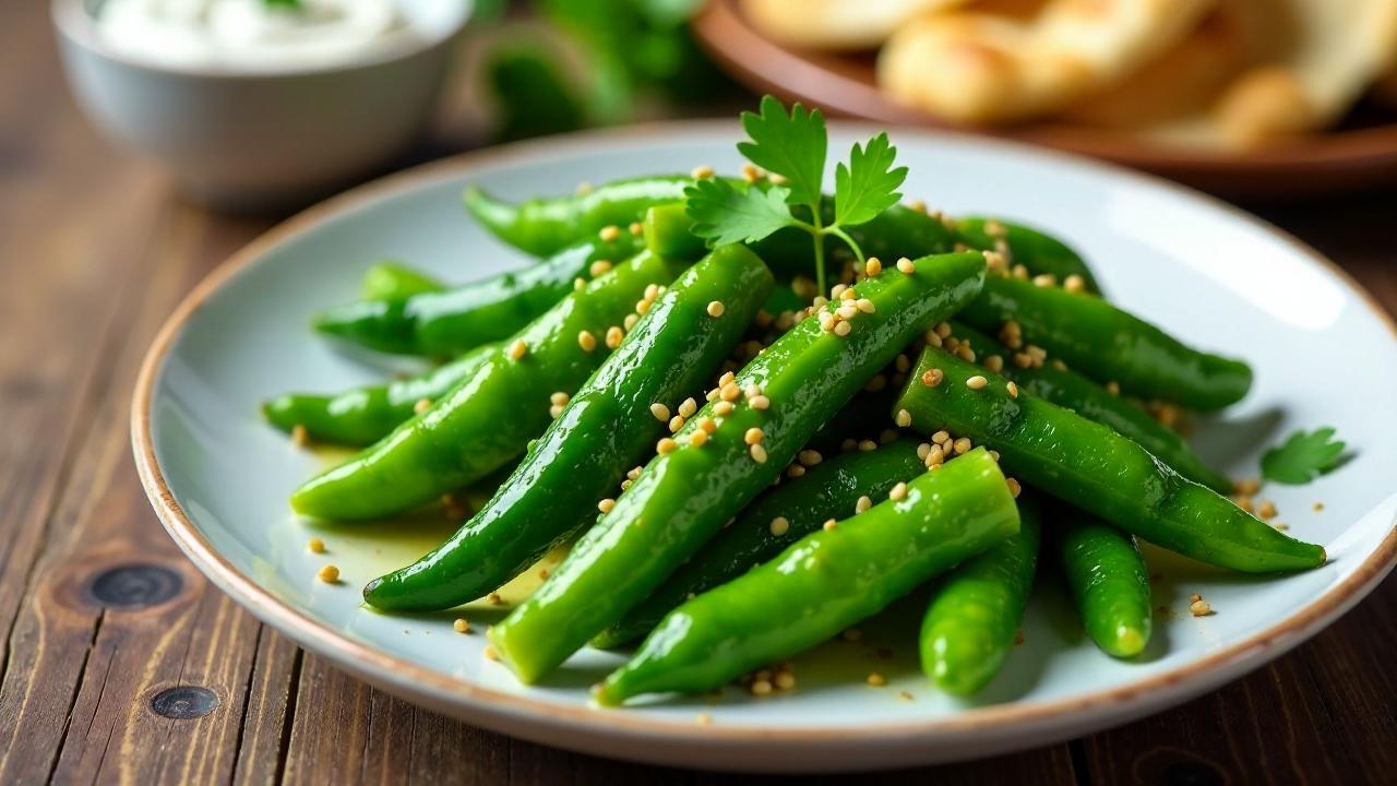 Gebratene Okra mit Ingwer und Sesam