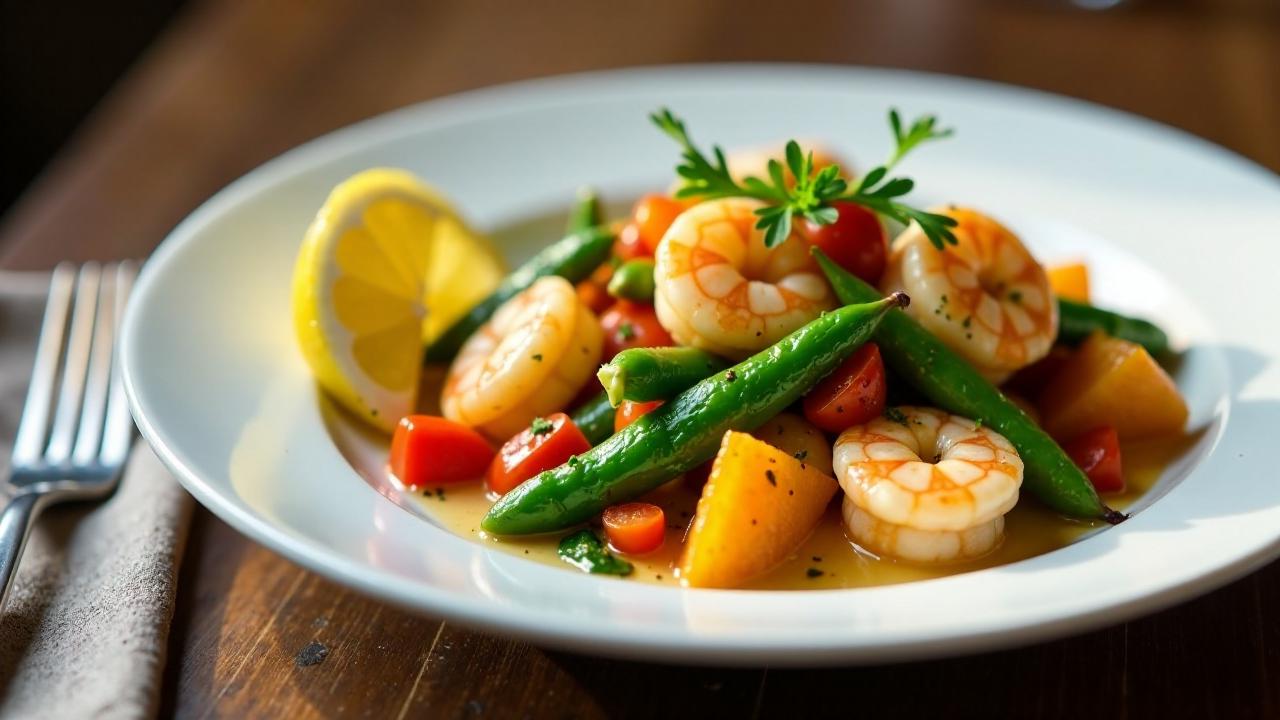 Gebratene Okras mit Shrimps