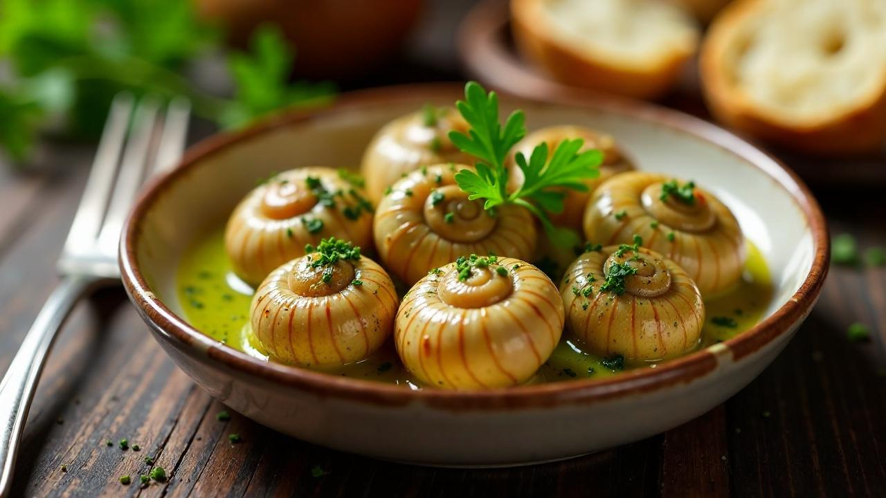 Gebratene Schnecken mit Kräuterbutter