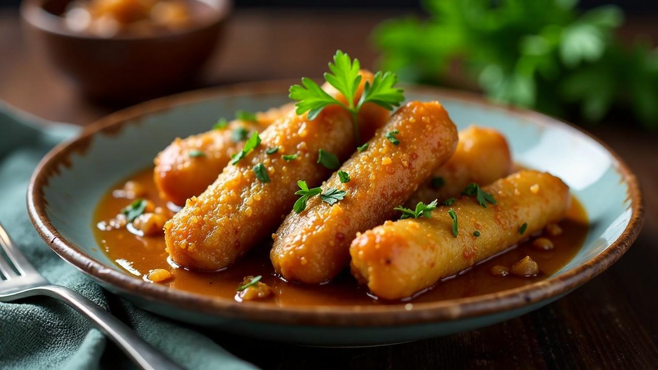 Gebratene Stöcker mit Zwiebelsauce