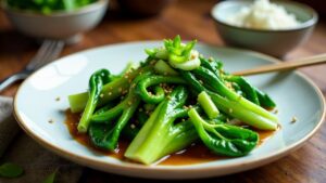 Gebratener Pak Choi mit schwarzer Bohnensauce